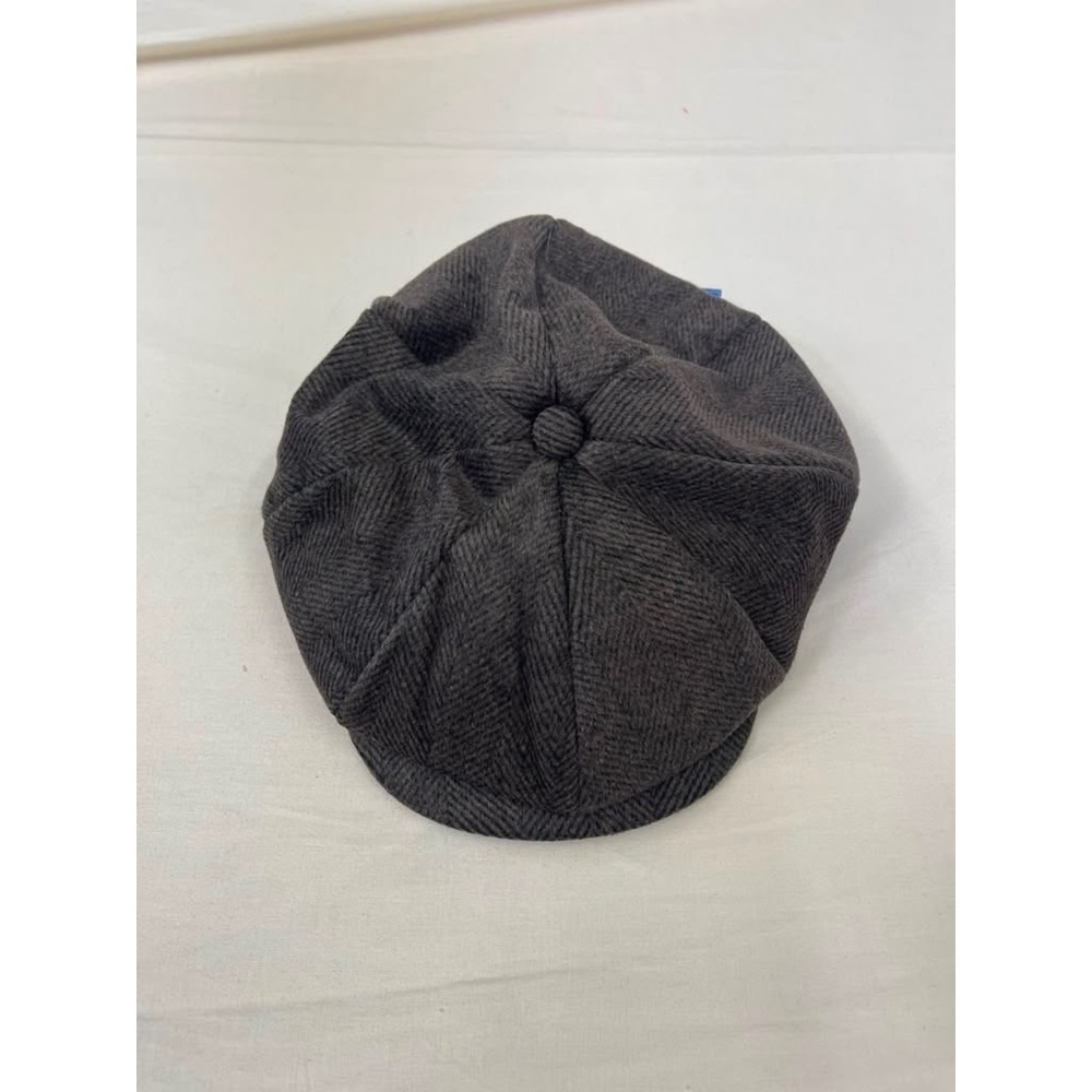 Pan PacSight Kids Newsboy Cap Charcoal Grey Herringbone Wool Blend Hat XXL/XXXL